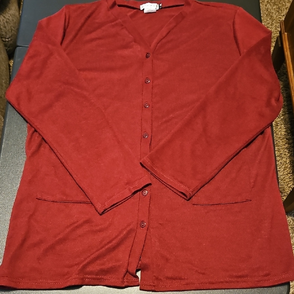 Red Button-Up Cardigan